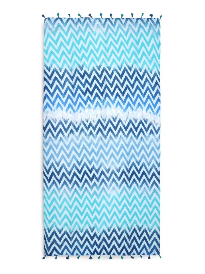 צעיף זיגזג פרנזים בצבע טורקיז