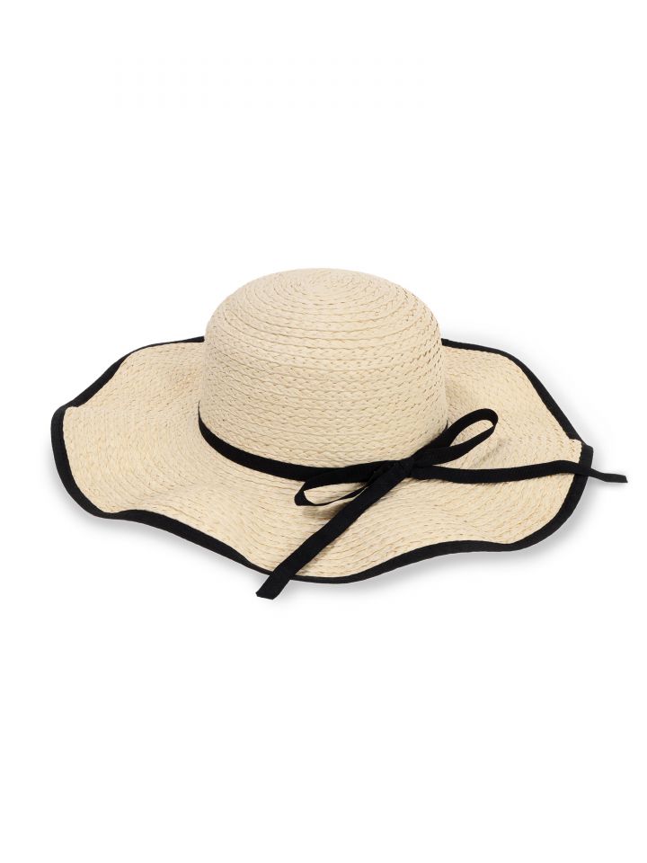 כובע קש מראה גלים בצבע טיבעי