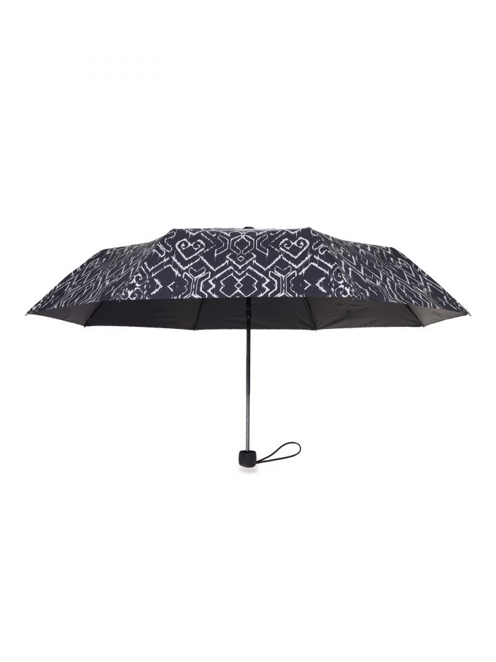 מטריה מתקפלת דפוס שחור בז’ בצבע שחור