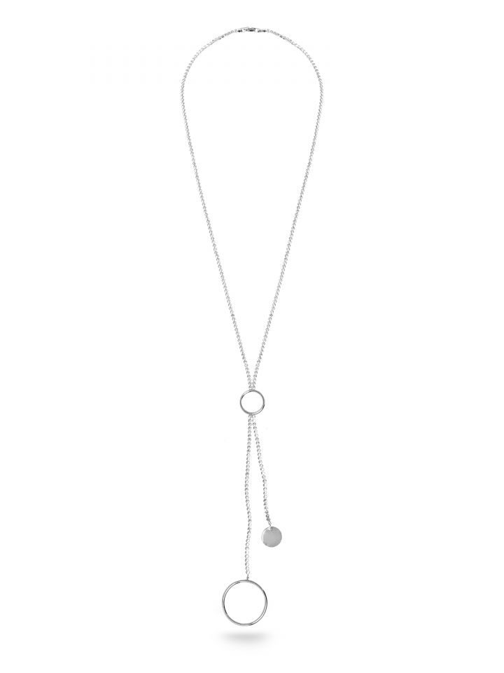 שרשרת תליון חישוק ומטבע בצבע כסף