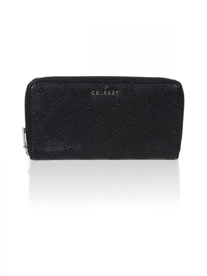 ארנק דפוס פרחים בצבע שחור