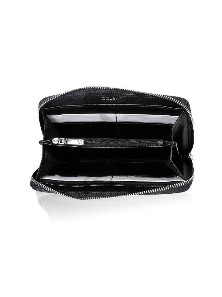 ארנק דפוס פרחים בצבע שחור