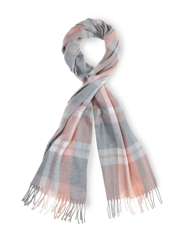 צעיף משבצות בצבע ורוד