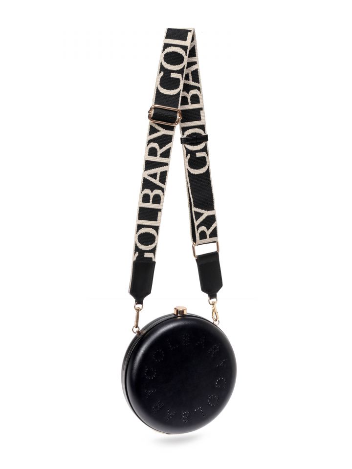 תיק צד עגול רצועת בד בצבע שחור