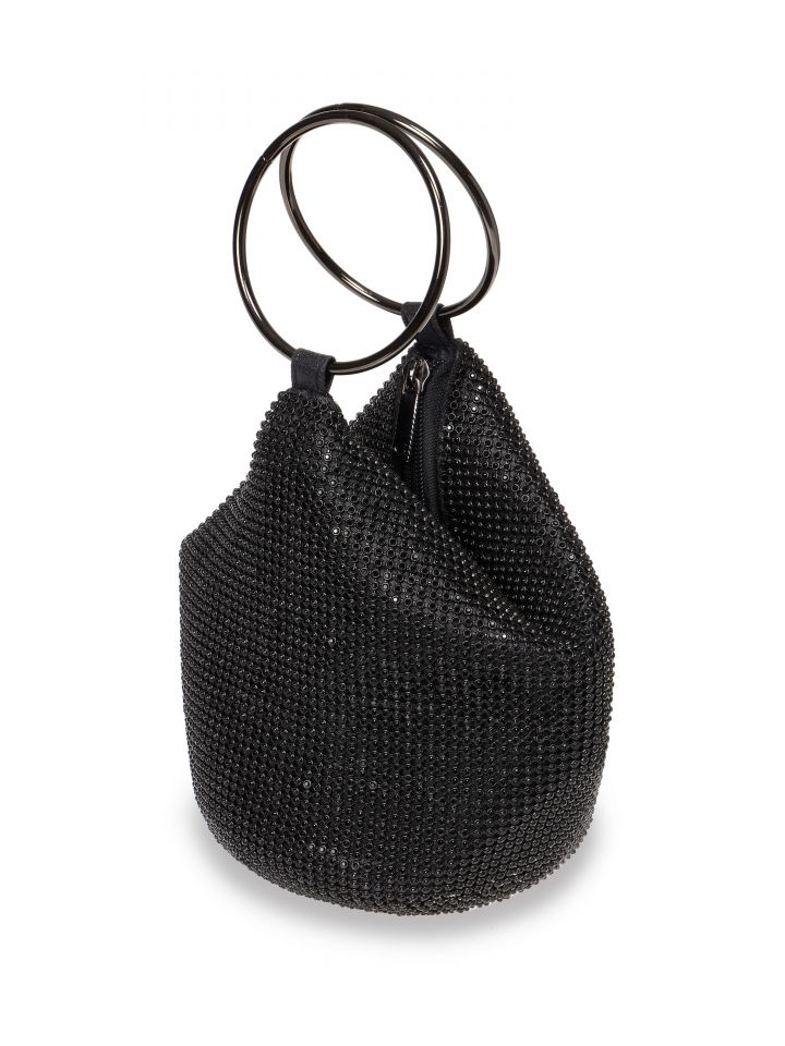 תיק שיבוץ DIAMONDS ידיות חישוק בצבע שחור