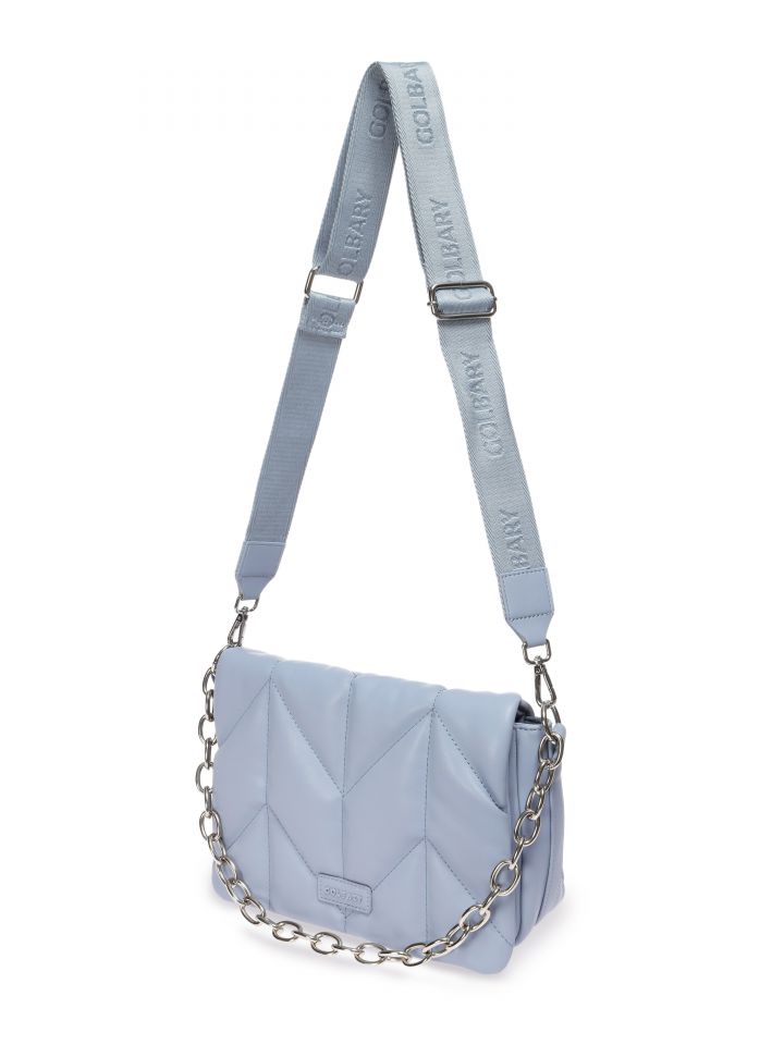 תיק קווילט רצועת בד בצבע תכלת