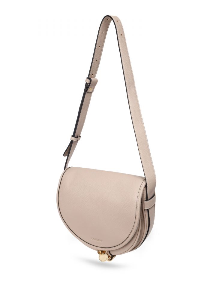 תיק צד מעוגל שילוב גורמט בצבע חום בהיר