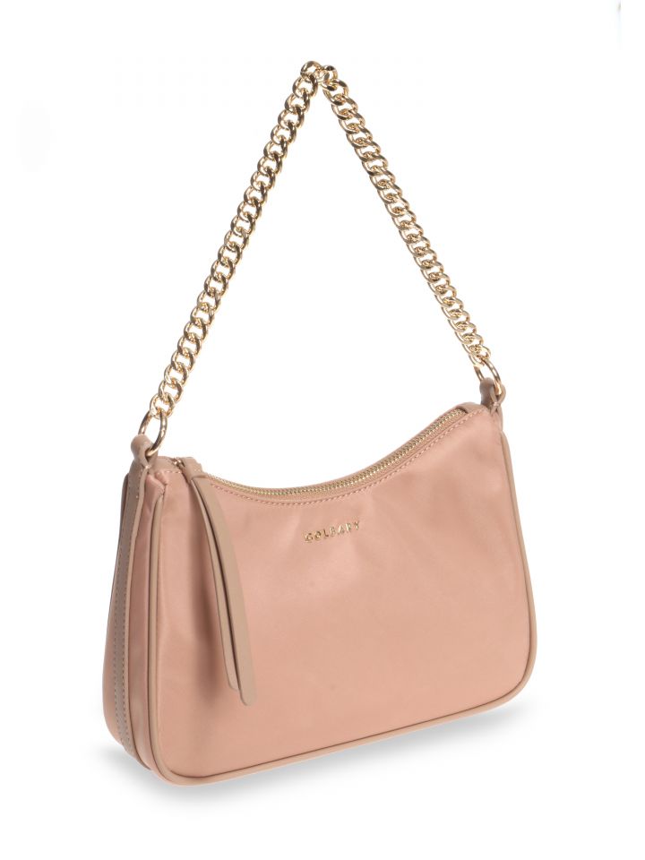 תיק יד שילוב רצועת שרשרת בצבע קאמל