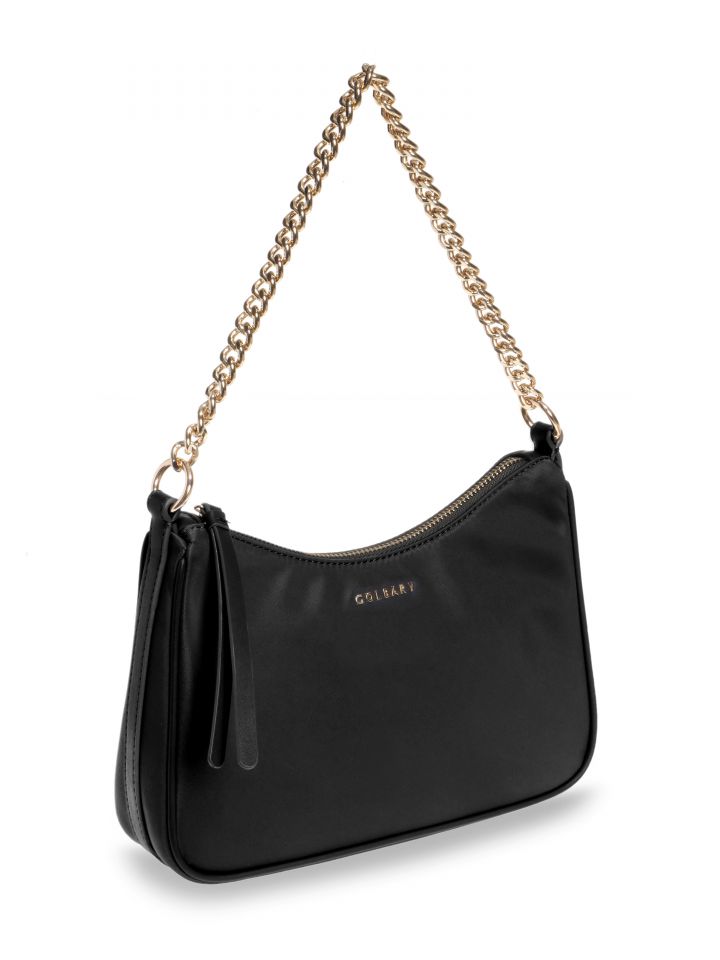 תיק יד שילוב רצועת שרשרת בצבע שחור