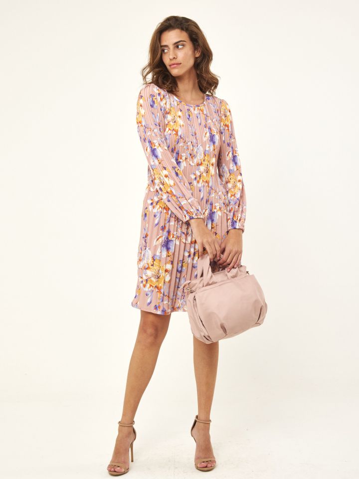 תיק יד רוכסן GOLBARY בצבע ורוד עתיק