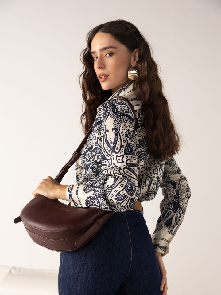 תיק יד מעוגל PROMO בצבע בורדו