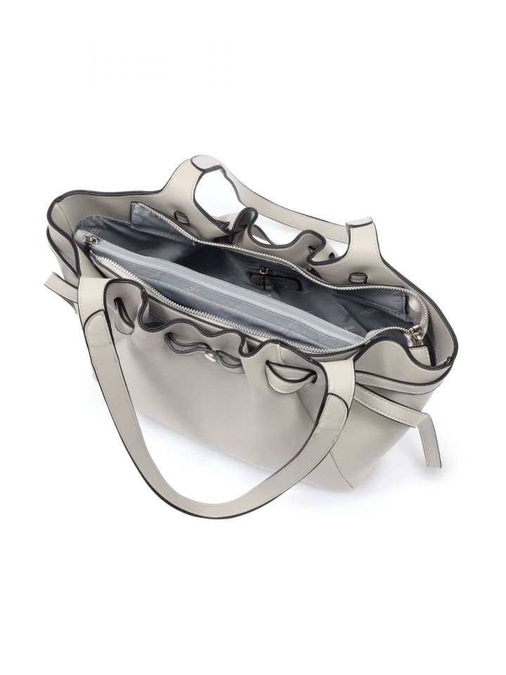 תיק יד קפלים בצבע אפור כסף