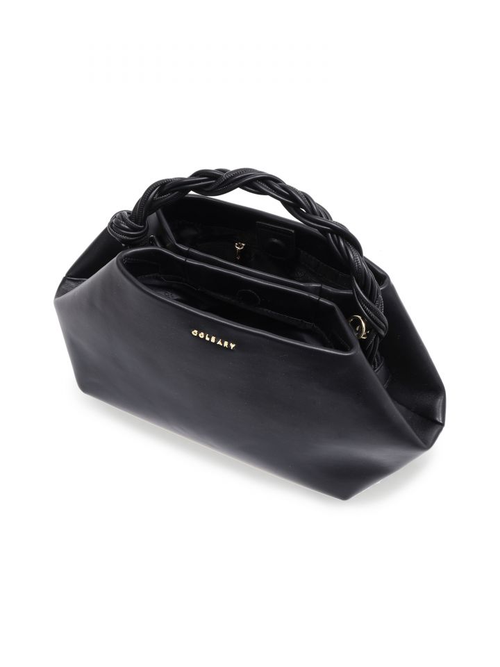 תיק קלאץ רצועה מסובבת בצבע שחור