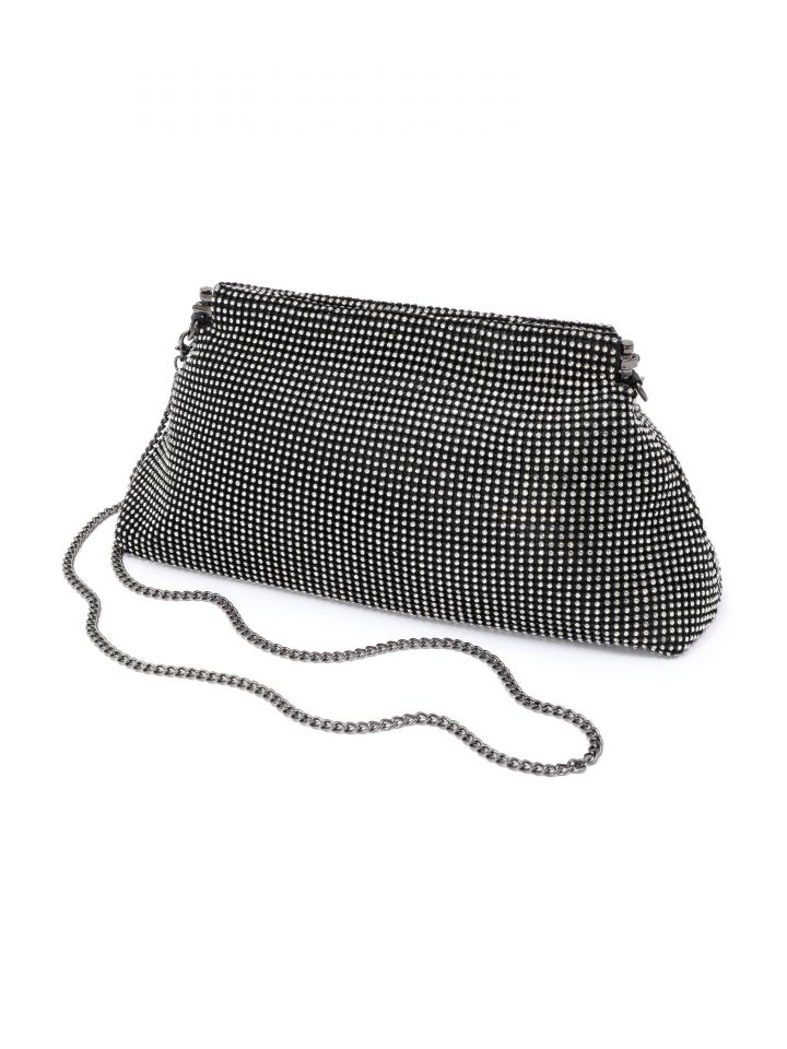 תיק קלאץ משובץ בצבע שחור