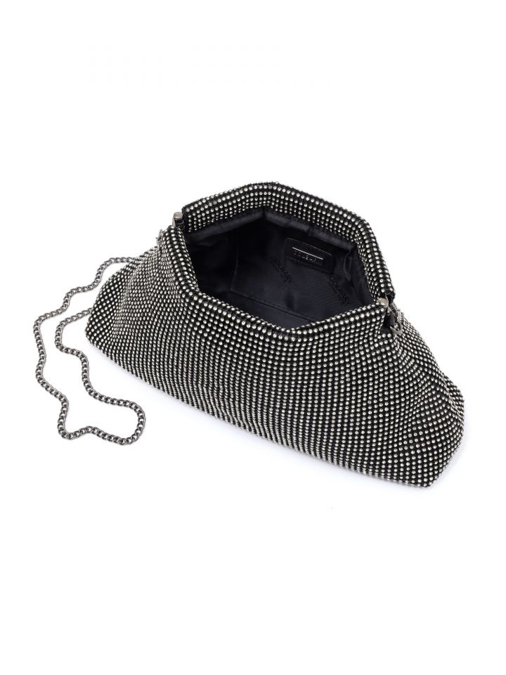 תיק קלאץ משובץ בצבע שחור