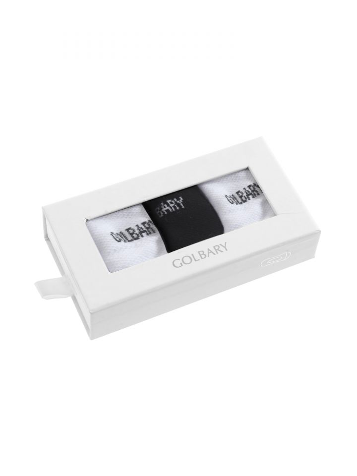 מארז שלישיית גרבי בובה בצבע לבן/שחור