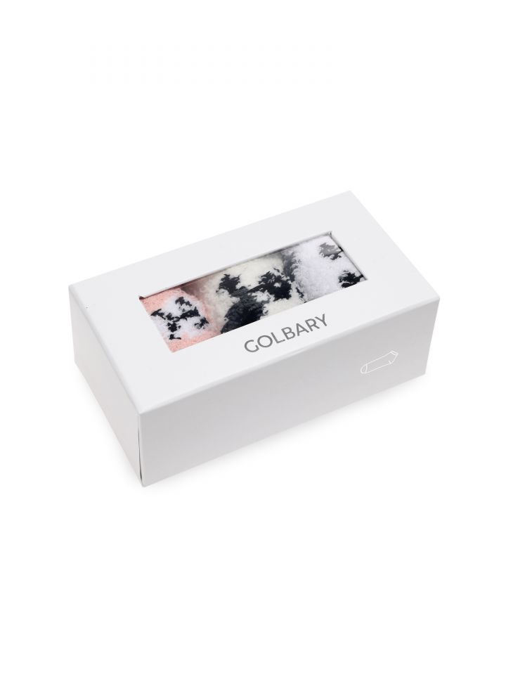 מארז שלישיית גרבי בובה מחממות בצבע לבן/ורוד/אפור