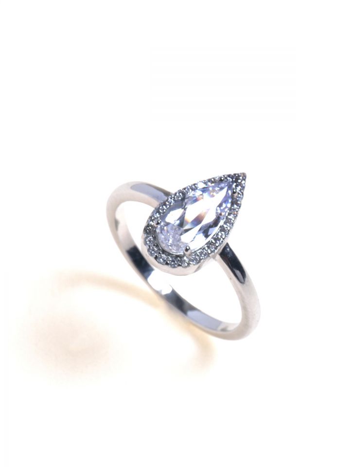 טבעת טיפה משובצת בצבע כסף