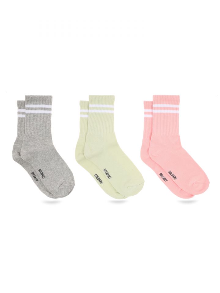 מארז שלישיית גרביים גבוהות בצבע פסים