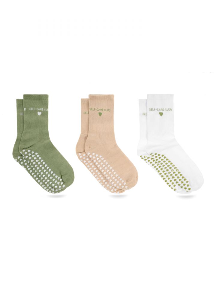 מארז שלישיית גרביים גבוהות בצבע LOVE\לבן\ירוק