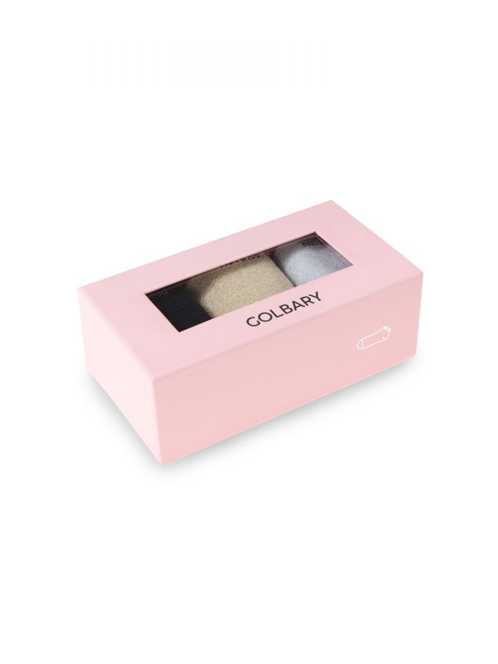 מארז שלישיית גרבי חצי בצבע לורקס זהב