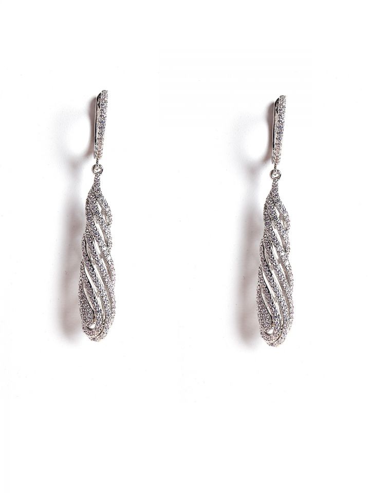 עגילי טיפה מאורכים בצבע כסף