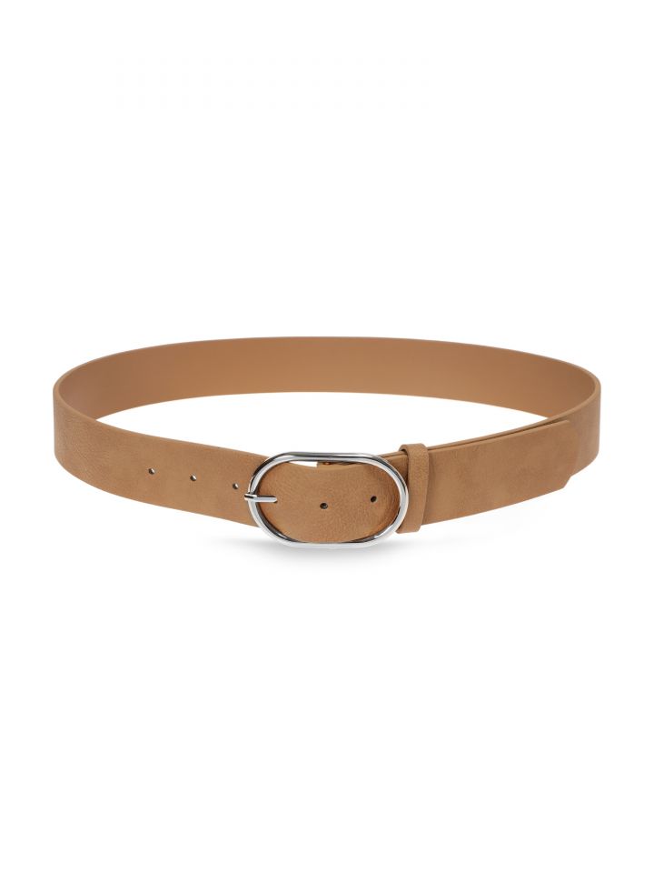 חגורה אבזם אליפסה בצבע חום