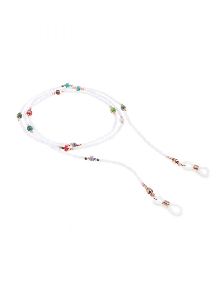 שרשרת למשקפיים חרוזים צבעונים בצבע זהב