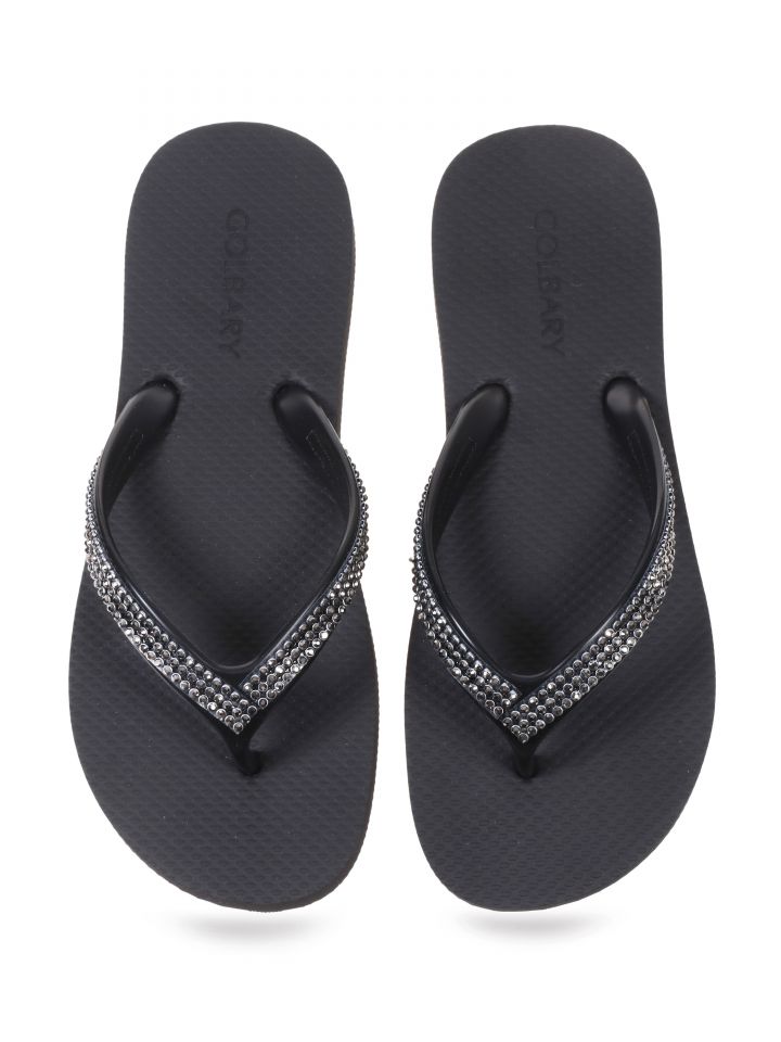 כפכף 4 שורות יהלומים בצבע שחור