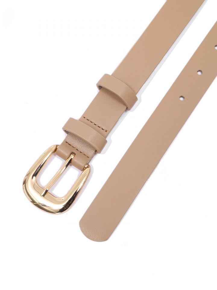 חגורה צרה אבזם מעוגל בצבע בייז קפוצינו
