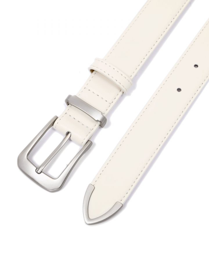 חגורה אבזם PARIS בצבע לבן