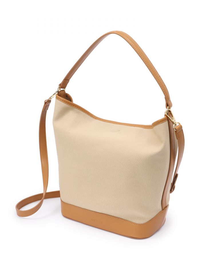 תיק קאנבס דמוי עור בצבע בייז’