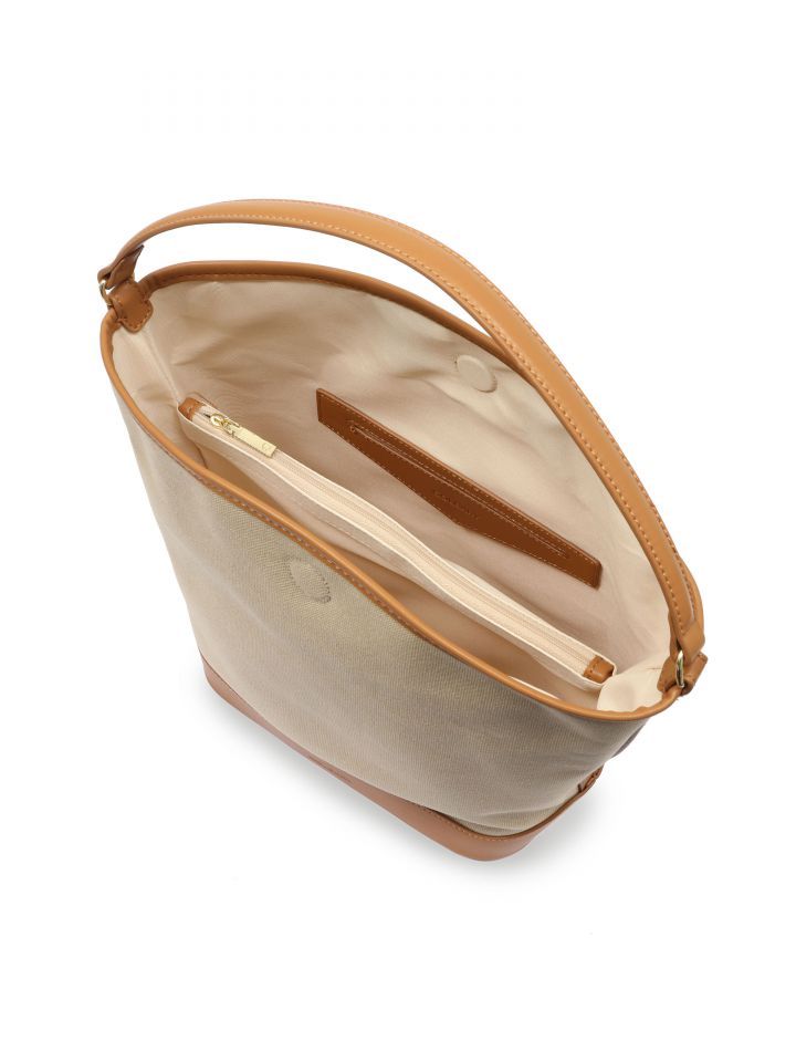 תיק קאנבס דמוי עור בצבע בייז’