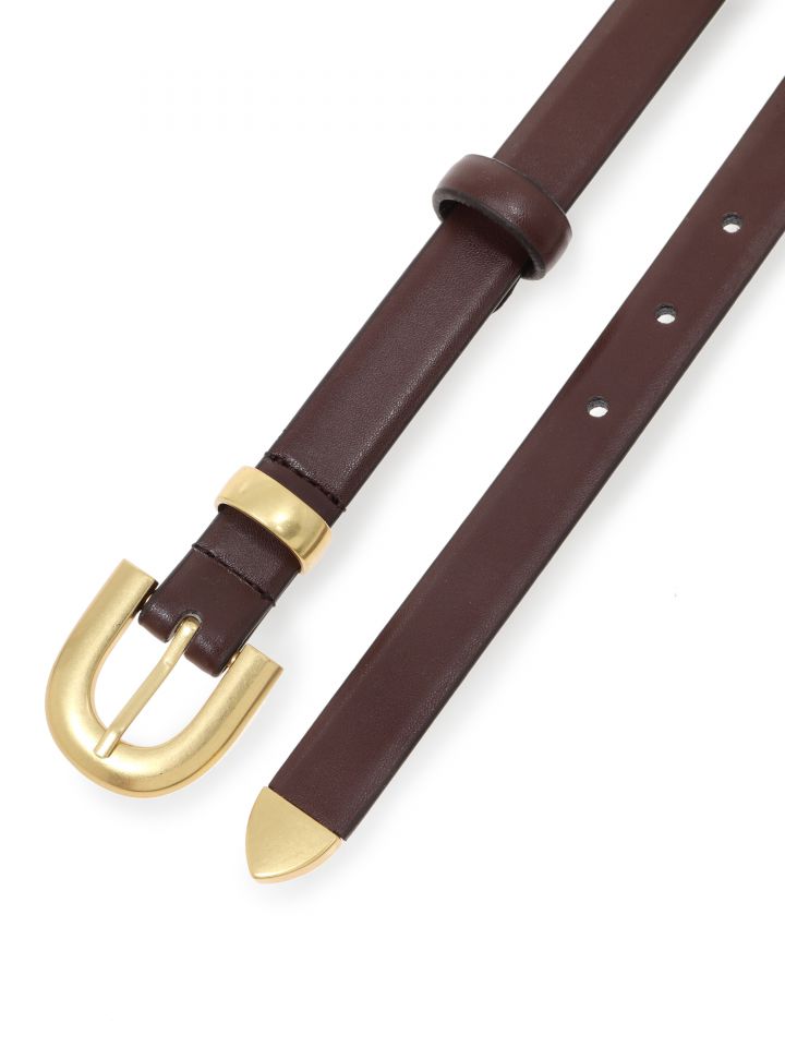 חגורה אבזם זהב בצבע חום