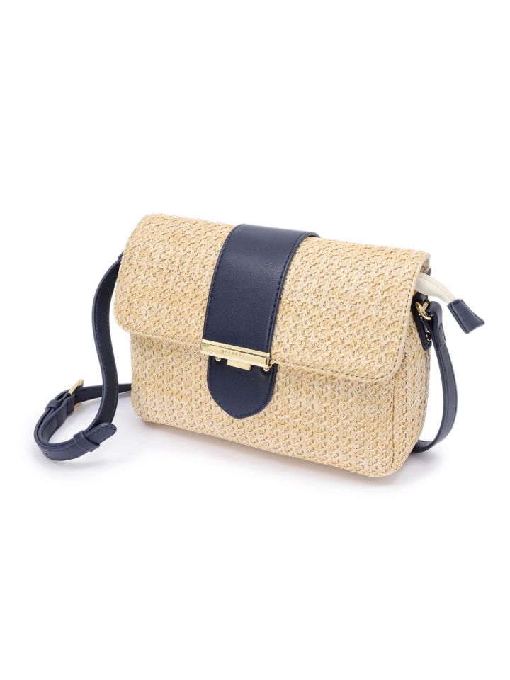 תיק קש צד שילובים ואבזם בצבע נייבי