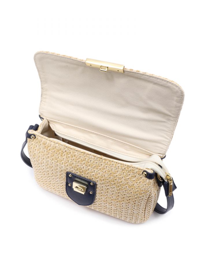 תיק קש צד שילובים ואבזם בצבע נייבי