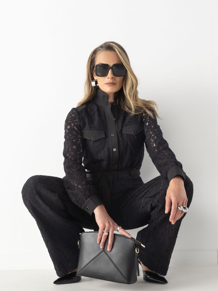 תיק צד חיתוכים PROMO בצבע שחור