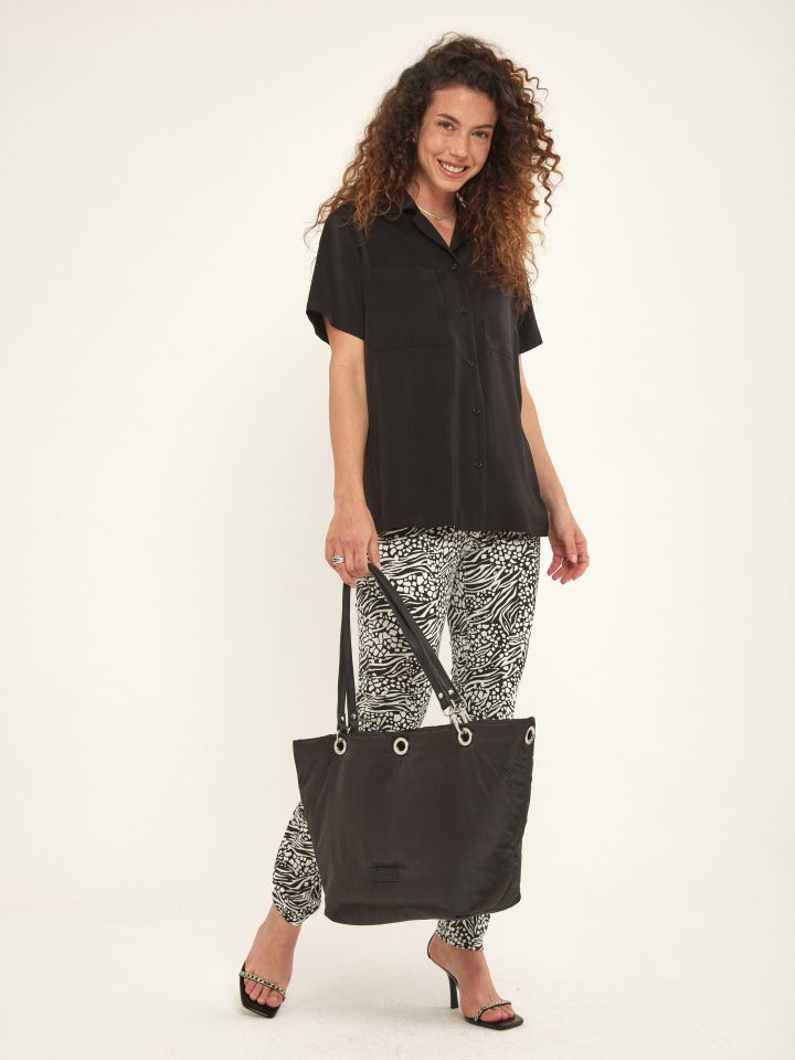 תיק מיקרו נילון איבקות בצבע שחור