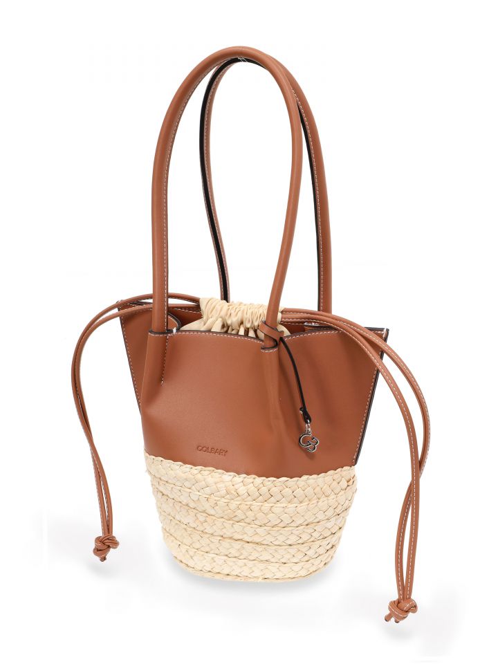 תיק שילוב קש SHIRA בצבע חום