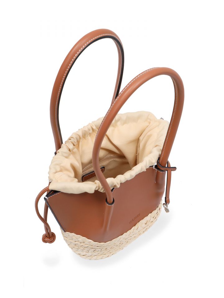 תיק שילוב קש SHIRA בצבע חום