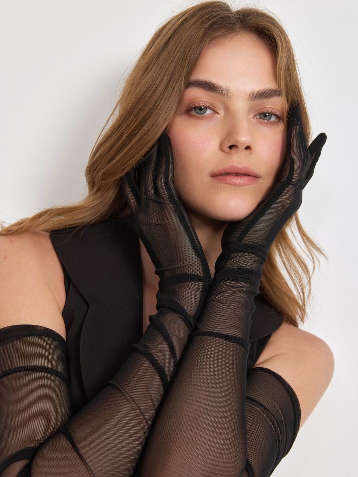 כפפות שיפון בצבע שחור