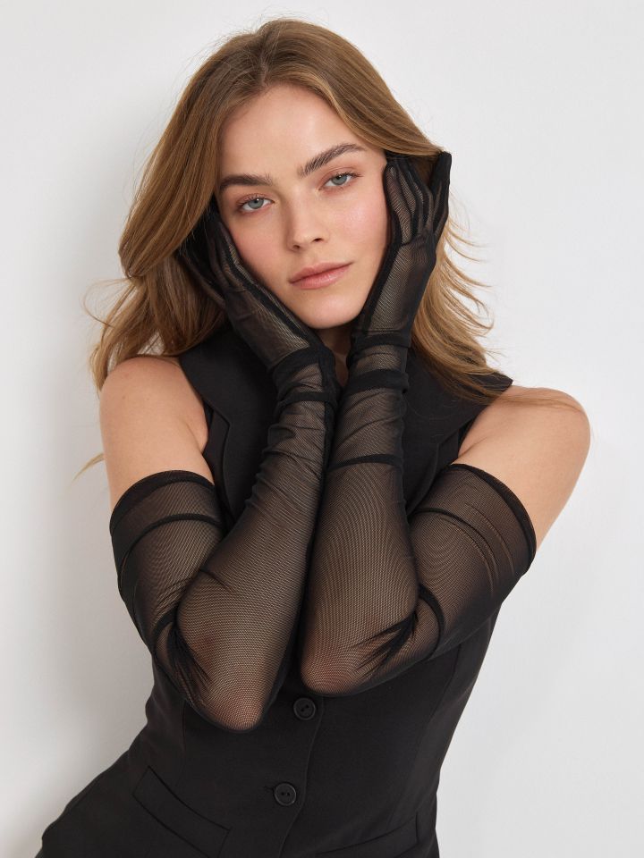 כפפות שיפון בצבע שחור