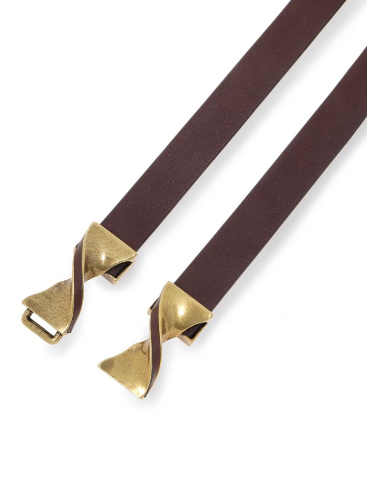 חגורה אבזם מתעגל בצבע חום