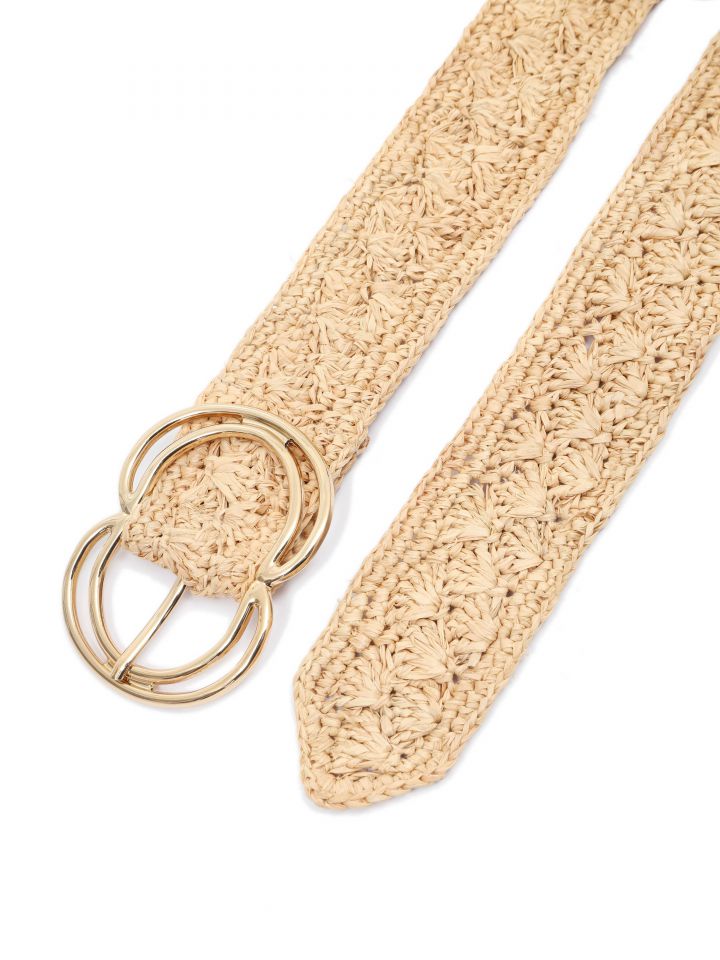 חגורה רפיה קלועה בצבע טיבעי