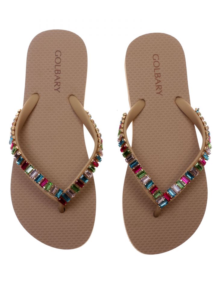 כפכף מולטיקולור בצבע קאמל