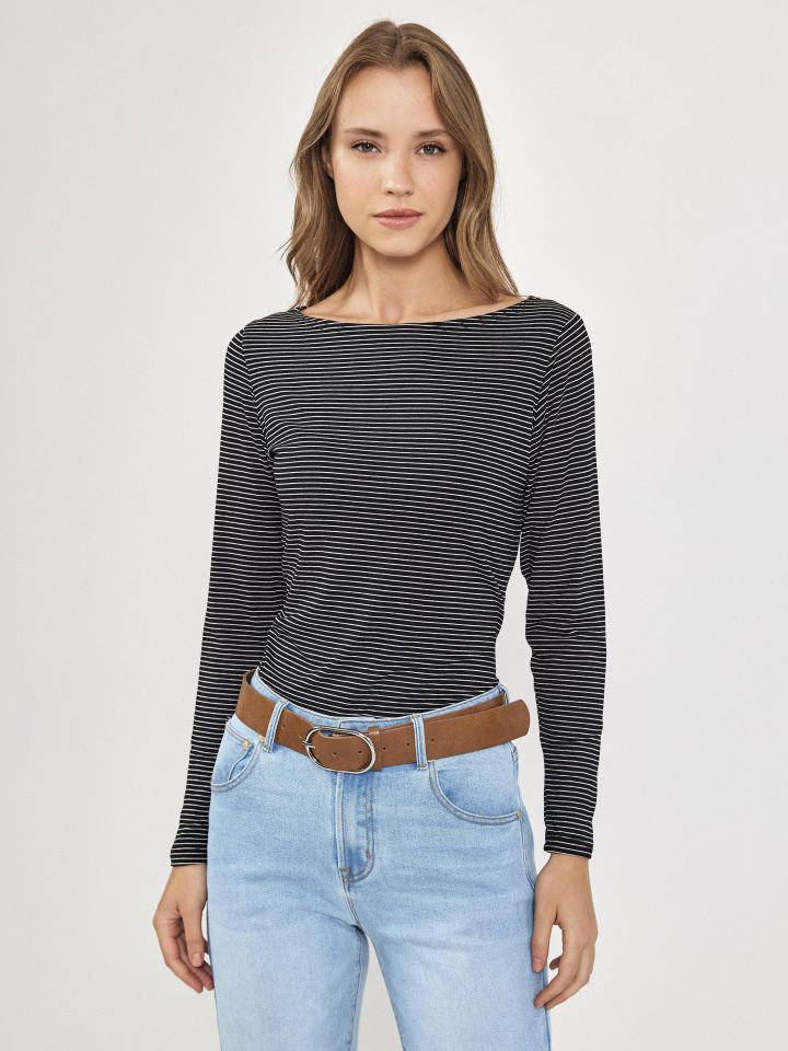 חולצה פסים PROMO בצבע שחור