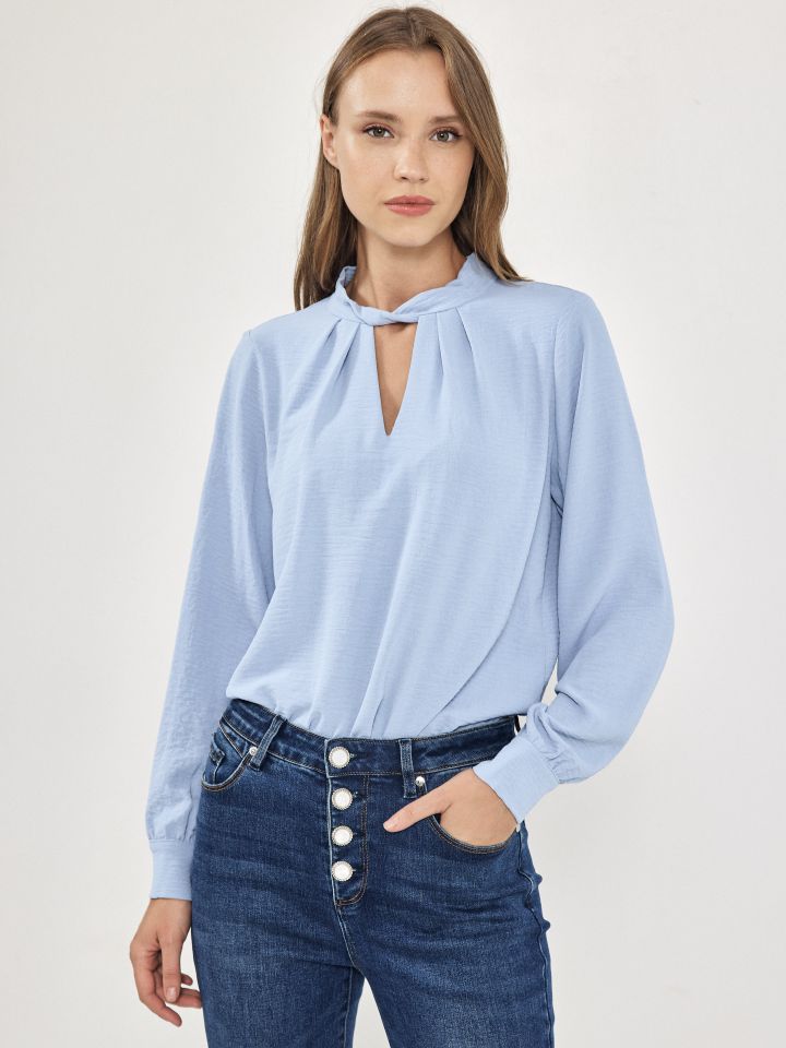 חולצה פתח מסוב PROMO INESSA בצבע תכלת