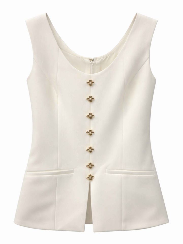 חולצה כפתורים פרח בצבע שמנת