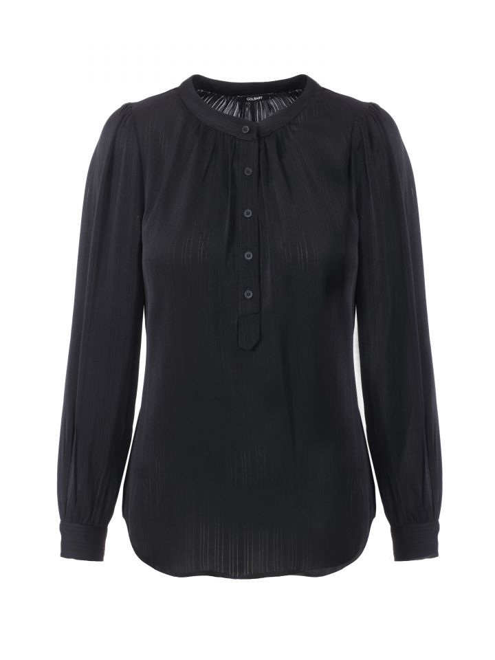 חולצה סטן פסים שינה בצבע שחור