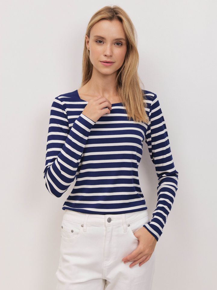 חולצה פסים  PROMO בצבע כחול/לבן